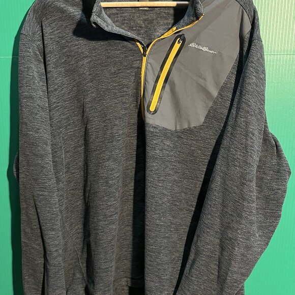 Eddie Bauer Men’s XXL Gray Quarter-Zip Pullover Sweatshirt Stretch Athletic Top - Picture 3 of 4